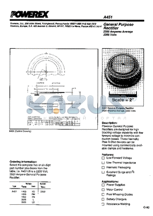 A451 datasheet - GENERAL PURPOSE RECTIFIER