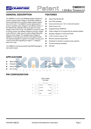 CM8501CGIS datasheet - 1.5A BUS TERMINATOR