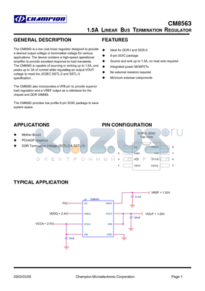 CM8563IS datasheet - 1.5A LINEAR BUS TERMINATION REGULATOR