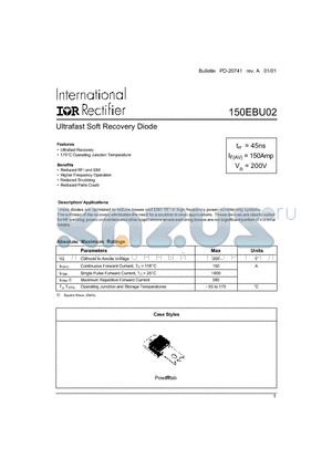 150EBU02 datasheet - Ultrafast Soft Recovery Diode