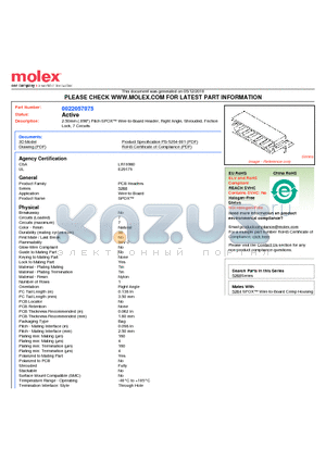 22-05-7075 datasheet - 2.50mm (.098) Pitch SPOX Wire-to-Board Header, Right Angle, Shrouded, Friction Lock, 7 Circuits