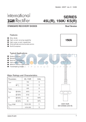 150KR60A datasheet - STANDARD RECOVERY DIODES