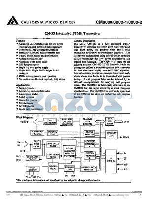 CM8880-2PI datasheet - CMOS Integrated DTMF Transceiver