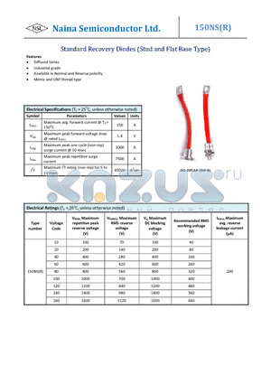 150NS datasheet - Standard Recovery Diodes (Stud and Flat Base Type)