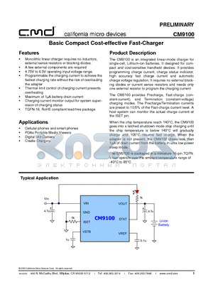 CM9100-00QE datasheet - Basic Compact Cost-effective Fast-Charger