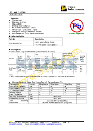 BL-CR26AR5G10 datasheet - LED LAMP CLUSTER