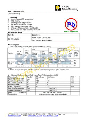 BL-CS15AR2G2 datasheet - LED LAMP CLUSTER