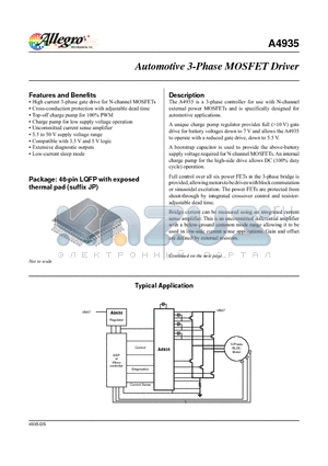 A4935 datasheet - Automotive 3-Phase MOSFET Driver