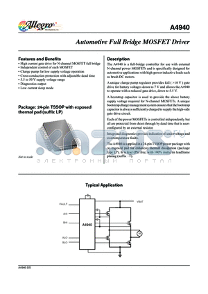 A4940 datasheet - Automotive Full Bridge MOSFET Driver