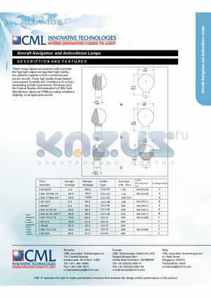 CMA-4174-24 datasheet - Aircraft Navigation and Anticollision Lamps