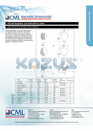 CMA-7079B-24 datasheet - Aircraft Navigation and Anticollision Lamps