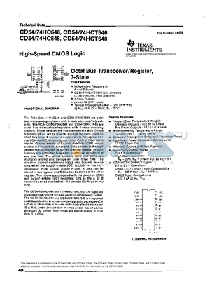 CD54HCT648 datasheet - HIGH-SPEED CMOS LOGIC(OCTAL BUS TRANSCEIVER/REGISTER,3-STATE)