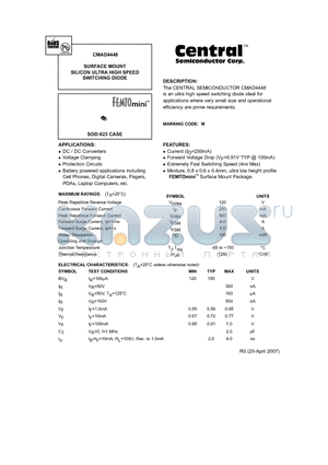 CMAD4448 datasheet - SURFACE MOUNT SILICON ULTRA HIGH SPEED SWITCHING DIODE