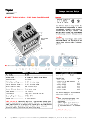 D100-4X datasheet - WILMAR Protective Relays-D100X Series, Close Differential