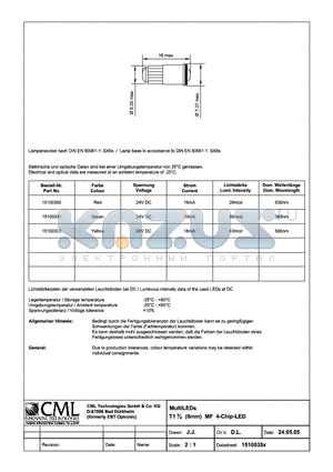 15100350 datasheet - MultiLEDs T13/4 (6mm) BI-Pin 4-Chip-LED