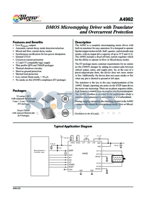 A4982SETTR-T datasheet - DMOS Microstepping Driver with Translator and Overcurrent Protection