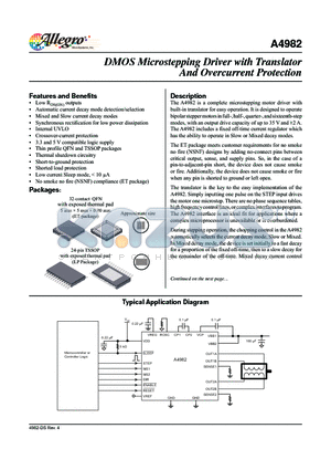 A4982_V4 datasheet - DMOS Microstepping Driver with Translator And Overcurrent Protection