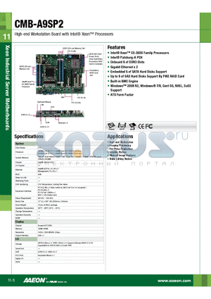 CMB-A9SP2 datasheet - High-end Workstation Board with Intel^ Xeon Processors