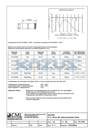 1510125UG3 datasheet - StarLEDs T13/4 (6mm) MF without protection diode