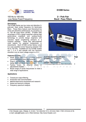 D100BP2/5 datasheet - 2 - Pole Pair Band - Pass Filters