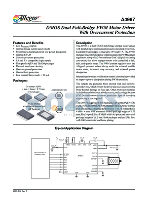 A4987SESTR-T datasheet - DMOS Dual Full-Bridge PWM Motor Driver With Overcurrent Protection