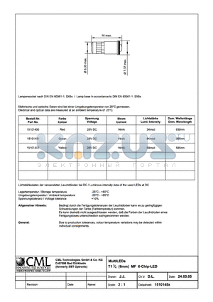 15101451 datasheet - MultiLEDs T13/4 (6mm) BI-Pin 6-Chip-LED