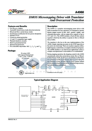 A4988_V4 datasheet - DMOS Microstepping Driver with Translator And Overcurrent Protection