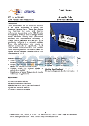 D100L datasheet - 4- and 8- Pole Low-Pass Filters