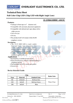 22-23-R6GHBHC-A01-2C datasheet - Full Color Chip LED (Chip LED with Right Angle Lens)