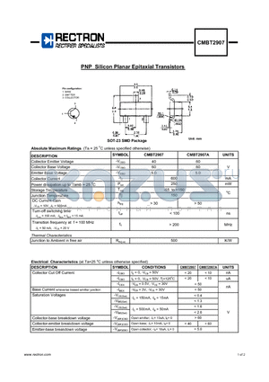 CMBT2907 datasheet - PNP Silicon Planar Epitaxial Transistors