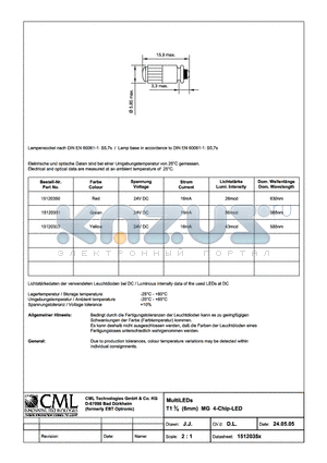 15120351 datasheet - MultiLEDs T13/4 (6mm) MG 4-Chip-LED