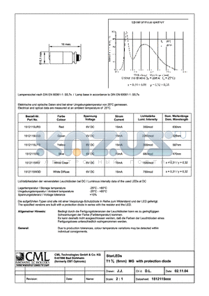1512115UG3 datasheet - MultiLEDs T13/4 (6mm) MG with protection diode