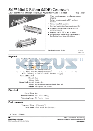 D1021455G3PC datasheet - 3M Mini D Ribbon (MDR) Connectors