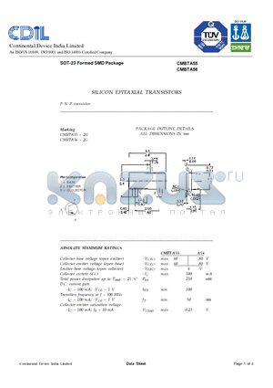 CMBTA55 datasheet - SILICON EPITAXIAL TRANSISTORS