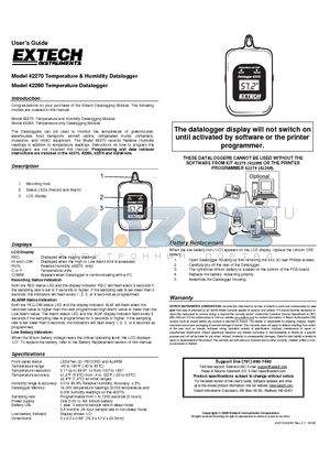 42260 datasheet - Temperature & Humidity Datalogger