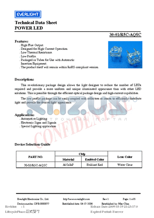 30-01-R5C-AQSC datasheet - Technical Data Sheet POWER LED