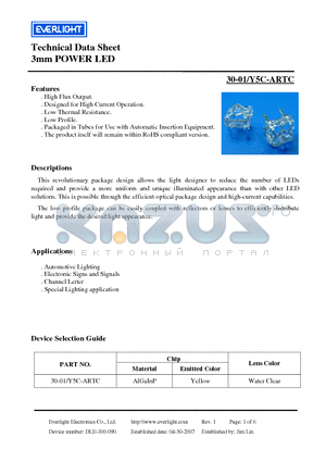 30-01-Y5C-ARTC datasheet - 3mm POWER LED