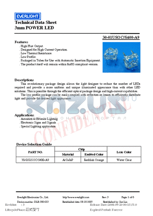 30-01USOC-S400-A9 datasheet - Technical Data Sheet 3mm POWER LED