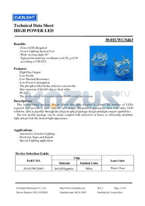 30-01UWC datasheet - HIGH POWER LED