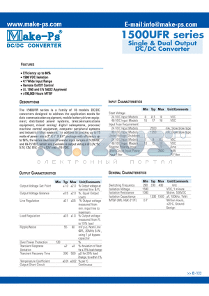 1512D24UFR datasheet - Single & Dual Output DC/DC Converter