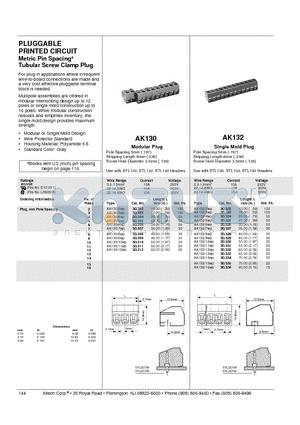 30.309 datasheet - Metric Pin Spacinga Tubular Screw Clamp Plug