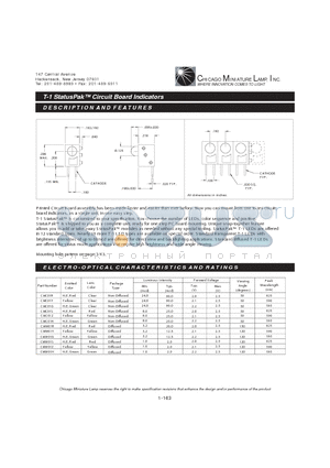 CMC01S datasheet - T-1 StatusPak Circuit Board Indicators