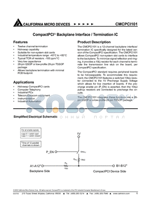 CMCPCI101Q datasheet - CompactPCI Backplane Interface / Termination IC