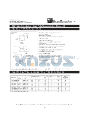 CMD11504UR datasheet - Bright Angle Right Angle Surface Mount LED