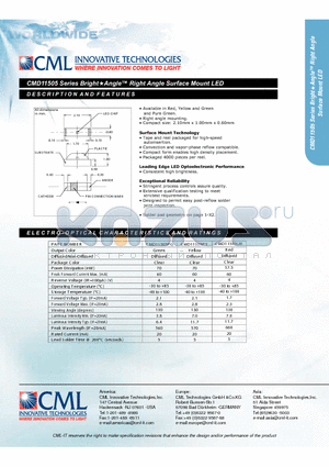 CMD11505UR datasheet - Bright Angle Right Angle Surface Mount LED