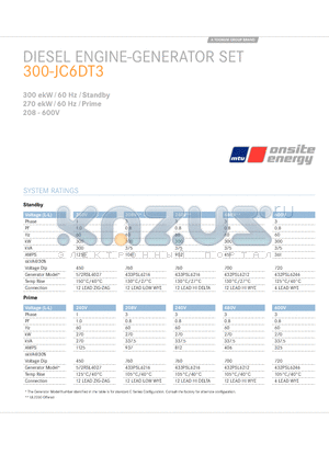 300-JC6DT3 datasheet - 4DIESEL ENGINE-GENERATOR SET