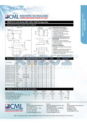 CMD15-21VGC/TR8 datasheet - SMT LEDs 1206 Package Size