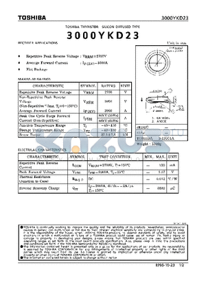 3000YKD23 datasheet - THYRISTOR SILICON DIFFUSED TYPE (RECTIFIER APPLICATIONS)