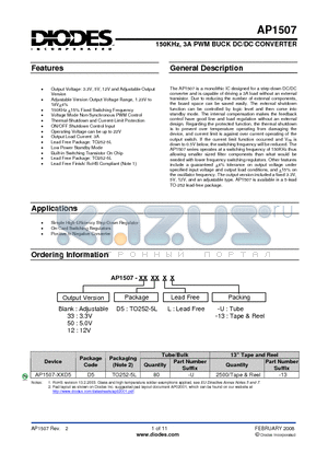 AP1507_08 datasheet - 150KHz, 3A PWM BUCK DC/DC CONVERTER