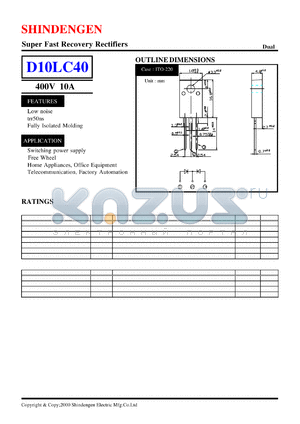 D10LC40 datasheet - Super Fast Recovery Rectifiers(400V 10A)